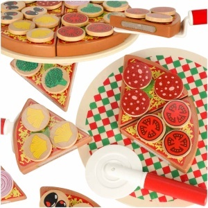 Set de joacă din lemn pentru pizza cu accesorii