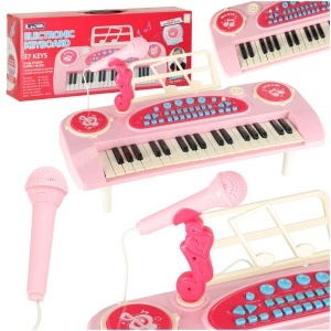 Tastatura pentru copii pian interactiv organ 37 de chei suport microfon roz