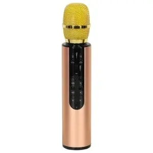 Microfon karaoke fără fir Bluetooth auriu - Img 3