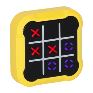 Roata de cruci joc puzzle electronic tic tac toe consola portabil galben - Img 2