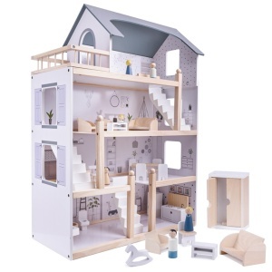 Casă de păpuși din lemn + mobilier 80cm - Img 2