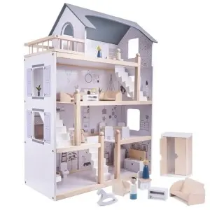 Casă de păpuși din lemn + mobilier 80cm - Img 2