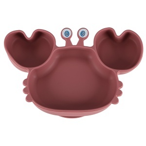Mâncăruri din silicon pentru copii Crab pentru copii set de 9 bucăți roz închis - Img 2