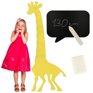 Măsură de creștere girafă din lemn 125 cm galben + tablă 32 x 44 cm