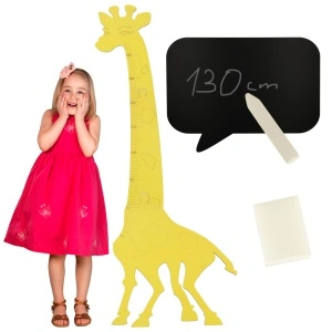 Măsură de creștere girafă din lemn 125 cm galben + tablă 32 x 44 cm - Img 1