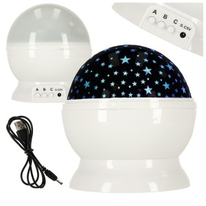 Proiector de stele lumina de noapte 2in1 USB alb