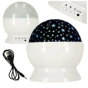 Proiector de stele lumina de noapte 2in1 USB alb