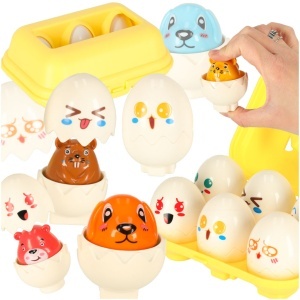 puzzle jigsaw educațional meci forme ouă montessori animale 6 buc