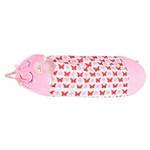 Sac de dormit pentru copii pernă turistică 2in1 135x50cm roz - Img 3
