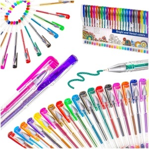 Set de pixuri cu gel colorat cu sclipici, set de 25 de bucăți.