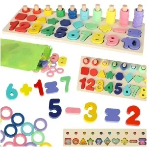 Sorter de numere din lemn Montessori 3in1 13x36cm - Img 1