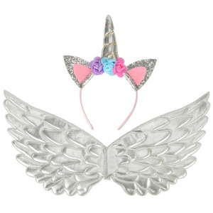 Unicorn costum fusta fusta fusta de argint headband - Img 3