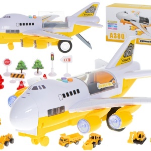 Aeronava Transporter + 6 mașini vehicule de construcții lateral/față