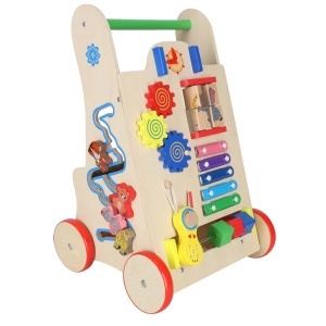 Cărucior pentru copii din lemn cub educațional 6in1 - Img 2