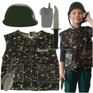 Costum de carnaval soldat cască soldat 3-8 ani