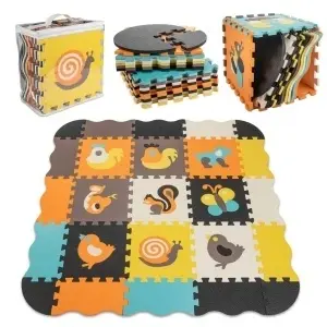 Covoraș de puzzle din spumă pentru copii 25 buc. animale colorate 114cm x 114cm x 1cm