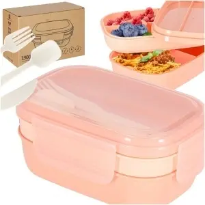 Cutie de prânz cutie de mic dejun cu compartimente împărțite 1900ml caise - Img 1