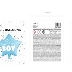 "Este un băiat" balon de folie pentru baby shower stele albastru 48cm - Img 3