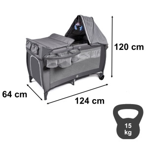 Pătuț de călătorie pliabil cu masă de schimbare pe două niveluri max. 15 kg - Img 2