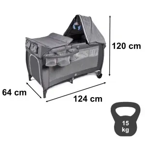 Pătuț de călătorie pliabil cu masă de schimbare pe două niveluri max. 15 kg - Img 2