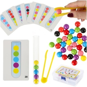 Puzzle educațional colorat Montessori bile colorate