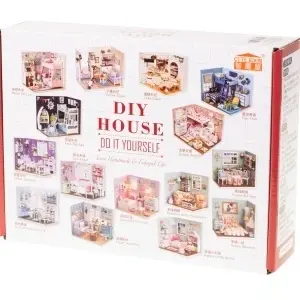 Retro model de casă de păpuși din lemn DIY 3013 - Img 2