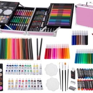 Set de pictură din plastic într-o valiză 145el roz