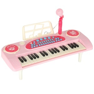 Tastatura pentru copii pian interactiv organ 37 de chei suport microfon roz - Img 2