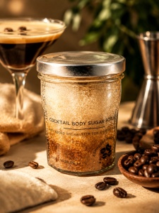 Exfoliant de Corp cu Zahăr Espresso Martini 300 g – cu Unt de Shea | Cocktail Body Sugar Scrub