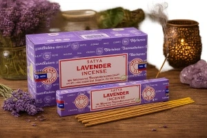 Bețișoare Parfumate Satya Lavender, Aromă de Lavandă, Rulate Manual în India, 15 g