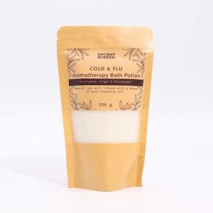 Sare de Baie Aromaterapie Cold & Flu 350 g – Ancient Wisdom | Eucalipt, Ghimbir & Piper Negru - Img 2