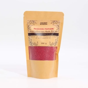 Sare de Baie Aromaterapie Passion Potion 350 g – Ancient Wisdom | Ylang Ylang, Lămâie & Portocală - Img 2