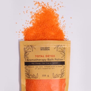 Sare de Baie Aromaterapie Total Detox 350 g – Ancient Wisdom | May Chang, Tea Tree & Ienupăr