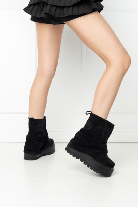 Ghete - Slouchy Short - Negru Velur - 3