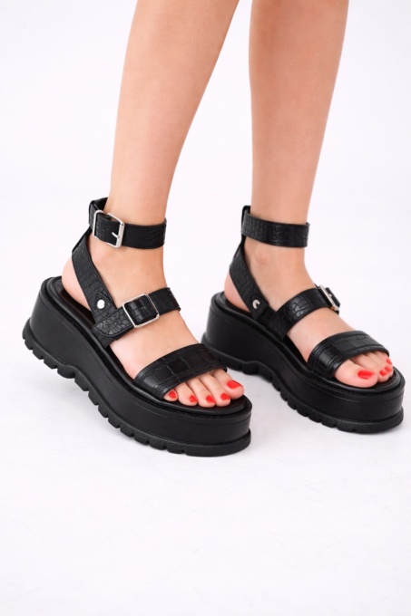 Sandale - . Glami - Croco Black