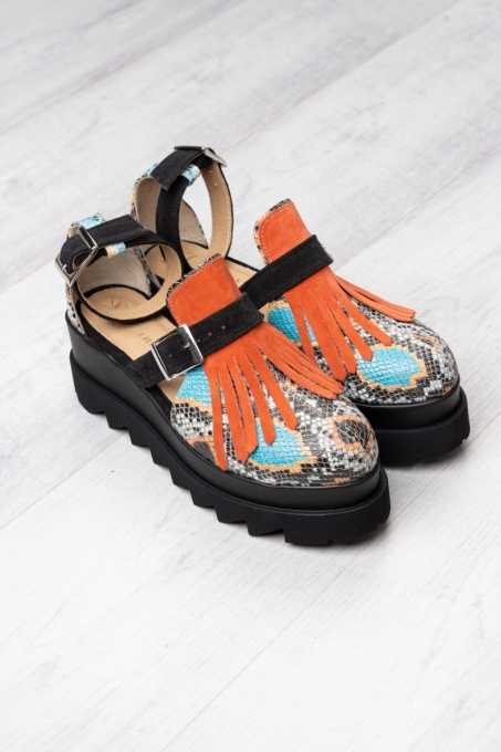 Pantofi - Amur - Snake Turcoaz