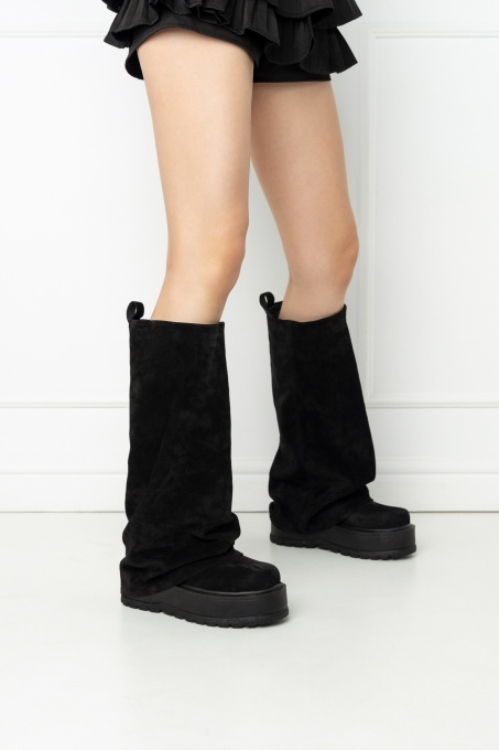 Ghete - Slouchy Long - Negru Velur