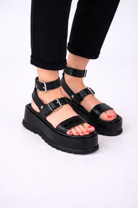 Sandale - . Glami - Croco Black - 5