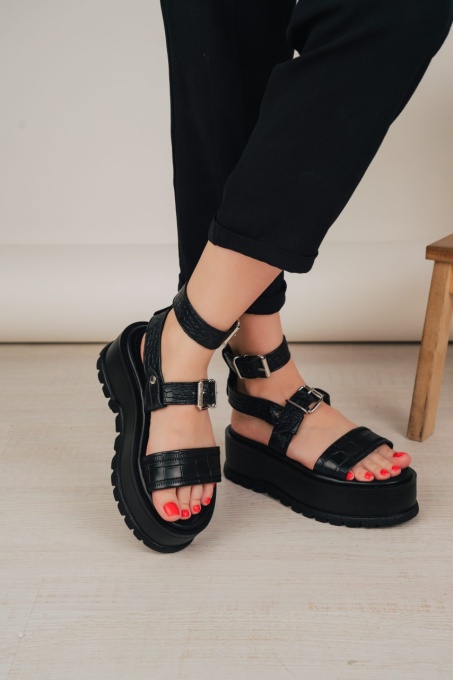 Sandale - . Glami - Croco Black - 2