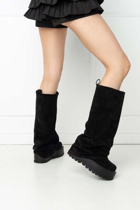 Ghete - Slouchy Long - Negru Velur - 2