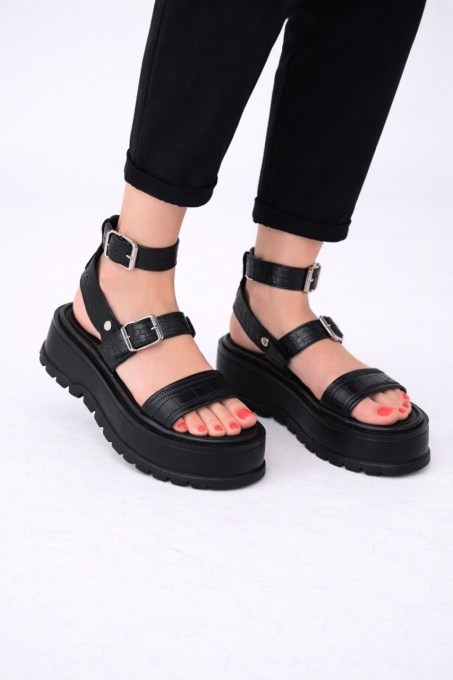Sandale - . Glami - Croco Black - 6