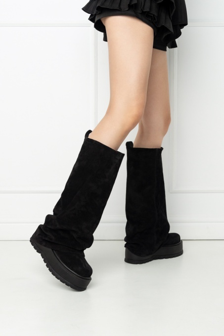 Ghete - Slouchy Long - Negru Velur - 3