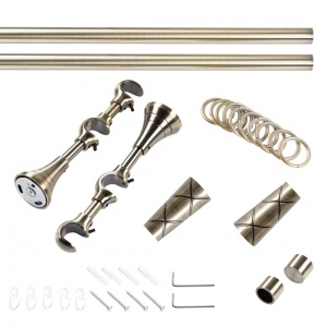 Dupla fém karnis Zeus, 19 mm, antik bronz, 200 cm, falra szerelhető, teljes készlet - Img 2