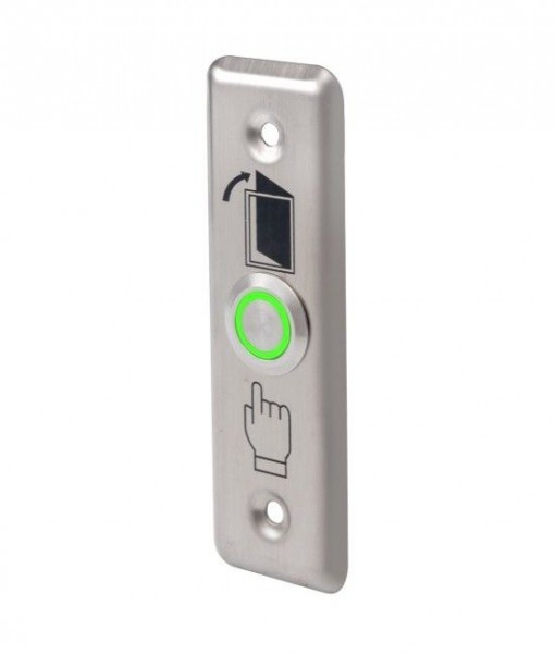 Buton de iesire cu LED, incastrabil, complet metalic, verde, PBK-811A(LED)-gn