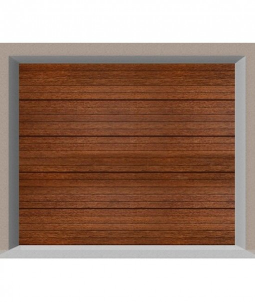 Usa de garaj sectionala, doorTECK, cu dungi orizontale, stejar inchis, 2400 X 2125 mm