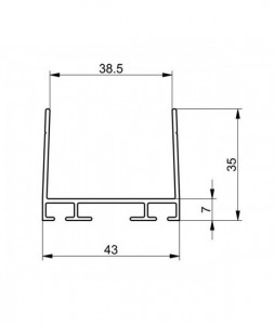 Profil de aluminiu sup/inf pt panou de 40 mm h=35mm, L = 4040mm, 1038-4100 - Img 2