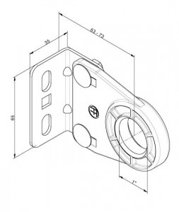 Suport ax plastic mijloc, ax de 1", distanta de la perete 64-73 mm, 312R - Img 2