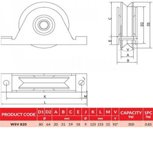 Roata forma ,,V'' cu un singur lagar, WSV 820 - Img 4