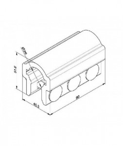 Cupla fixa, aluminiu 1", L=90mm, 708S90 - Img 2