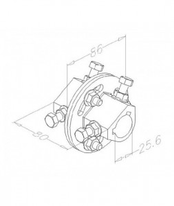 Cuplaj reglabil, ax, otel turnat, galvanizat 1" auriu, L=80mm, 703ST - Img 2